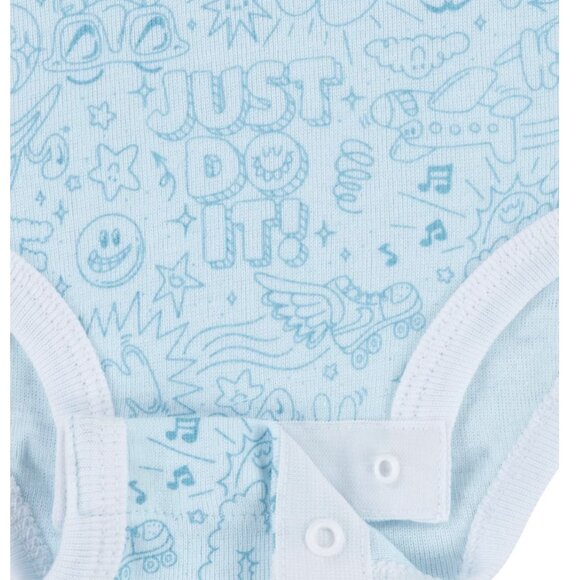 Nike Baby Boys 3-Piece Box Set 0-6 Months Glacier Blue Bodysuit Bib Hat NWT - Picture 4 of 5